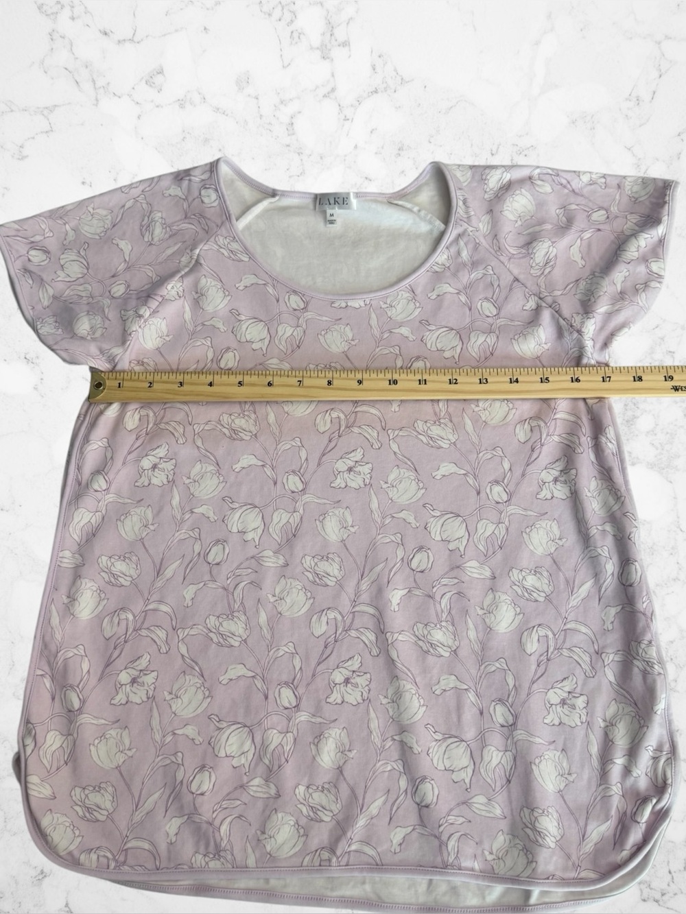 LAKE Pima Cotton Wildflower Vine Floral PJ Set Lavender M Pants Short Sleeve Top - Picture 7 of 16